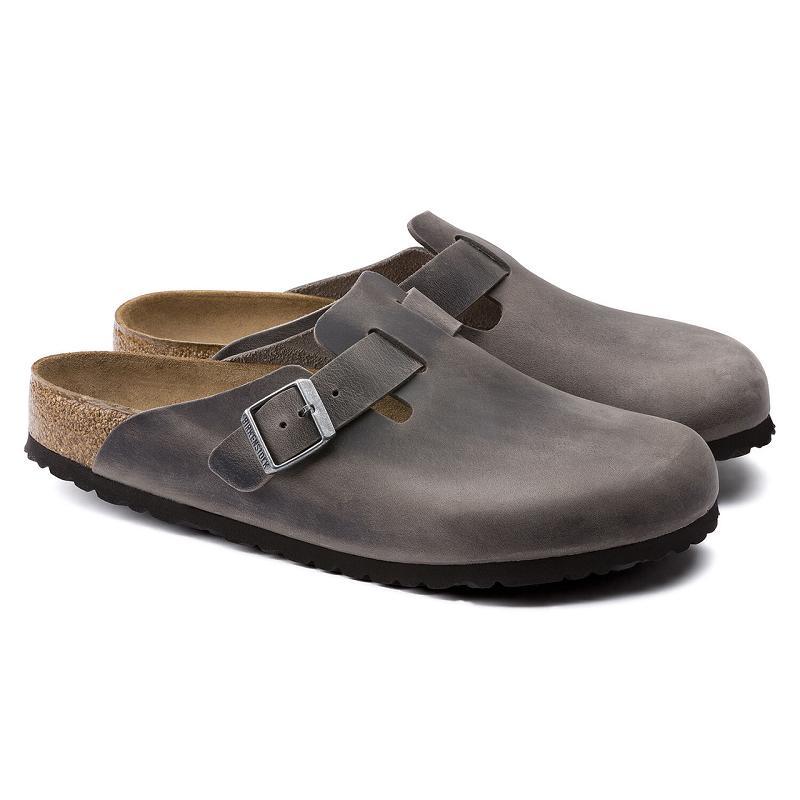 Boston Birkenstock Soft Footbed Oiled Kozene Panske Siva | SK 360JPQ